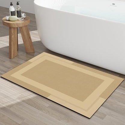 YDKGL Non Slip Bath Mat Thin Bathroom Rugs Fit Under Door Brown 20"x 32"