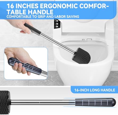 TRENTI Toilet Brush and Holder Set - Bristles Bowl Brush Head with Ventilated Holder, Wall Mounted Compact Set for Bathroom Deep Cleaning