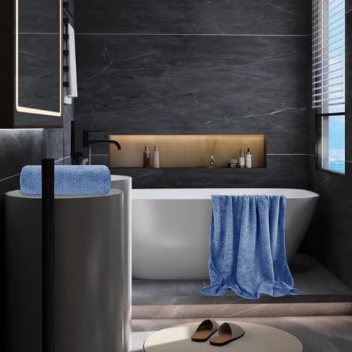 MaopaoBeauty 2 Pack Bath Towel Set 35" x 70", Extra Large Waffle Bath Towel Set, Microfiber Super Soft Highly Absorbent, Sturdy Quick Drying Towels for Bathroom, Gym, Sports, Yoga (2PCS Light Blue)