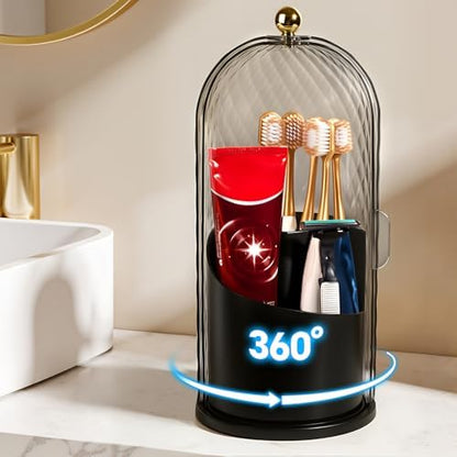 3 Slots Rotating Toothbrush Holders with Lid for Bathroom