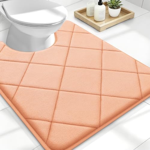 OLANLY Memory Foam Toilet Rugs U-Shaped 24x20, Ultra Soft and Absorbent