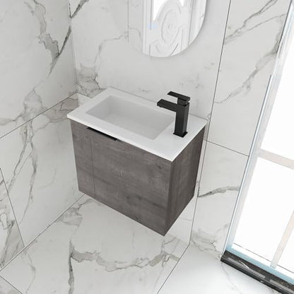 22 Inch Wall Mounted Bathroom Vanity, 22'' Floating Bathroom Vanity with Sink, Single Sink Cabinet Combo, Modern Storage Cabinet, with Soft Closing Door, Grey