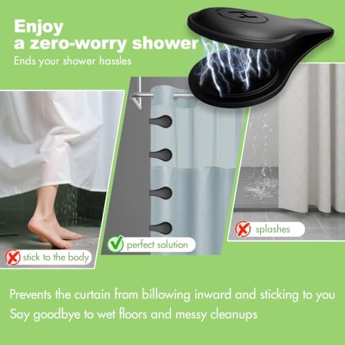 4-Pack Magnetic Silicone Shower Curtain Clips, Keep Liner Closed, Black