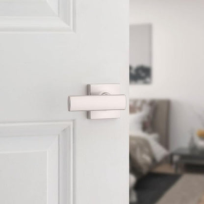 Kwikset Breton Interior Passage Door Handle 2 Pack, Lever for Closet and Hallway Doors, Reversible Non-Locking Handle Lever, Satin Nickel, with Microban Protection