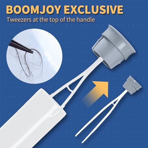 BOOMJOY Toilet Brush and Holder Set, Toilet Bowl Cleaner Brush, Toilet Scrubber Brush with Tweezers for Bathroom Cleaning, RV Accessories and House Organization Must-Haves - White