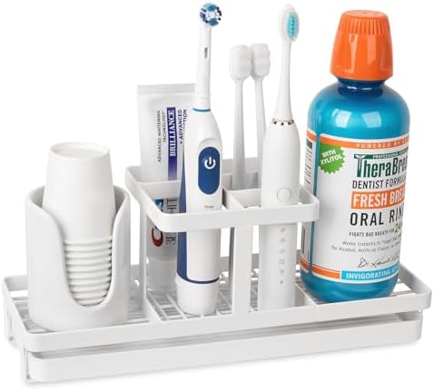 Toothbrush Holders Toothpaste Organizer Bathroom Accessories, White