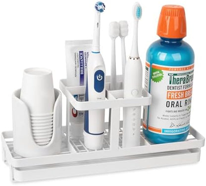 Toothbrush Holders Toothpaste Organizer Bathroom Accessories, White