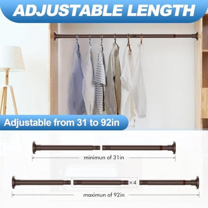 CorkLatta Bronze Shower Curtain Rod 31 to 92 Inch,1 Inch Diameter Adjustable Spring Tension Stainless Steel Telescoping Rod,Easy Install,No Rust