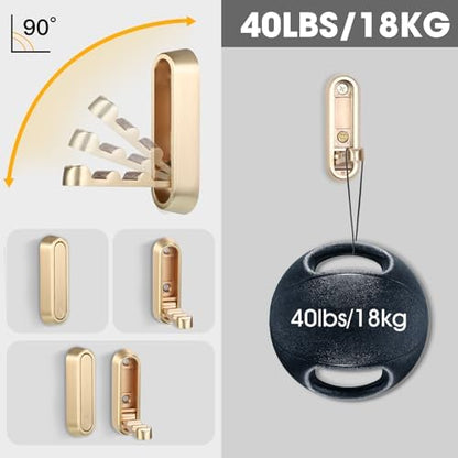 Foldable Wall Hook, Gold, 4 Pack, Screw Mounted, Heavy Duty Coat Hooks