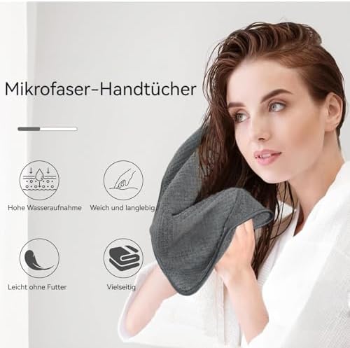 KinHwa Gray Hand Towels for Bathroom, Microfiber Face Towels, 11x20 Inch