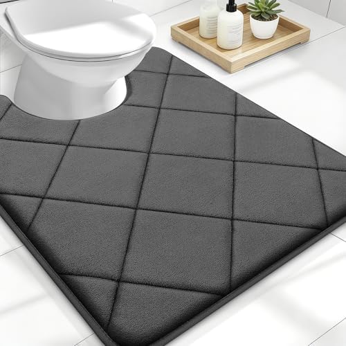 OLANLY Memory Foam Toilet Rugs U-Shaped 24x20, Ultra Soft and Absorbent