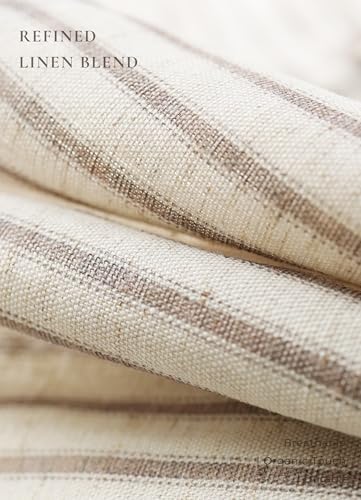 Farmhouse Striped Shower Curtain Set, Linen Blend Fabric with Detachable Polyester Liner, Breathable & Machine Washable, Rustic Taupe for Bathroom Decor Standard 72" W x 72" L - Hooks Not Included