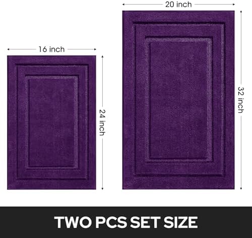 HOMEIDEAS Bathroom Rugs Sets 2 Piece, Super Soft Non Slip Bath Mat Purple