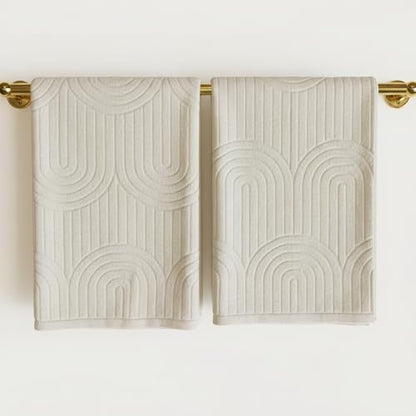 Decorative Hand Towels Set of 2 - Soft Boho Cotton for Bathroom or Kitchen