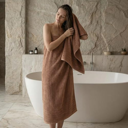 REDKISS 2 Pack Extra Large 35x70 Inch Cotton Bath Towels, Brown