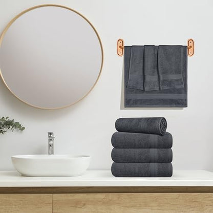 GLAMBURG Ultra Soft 6-Piece Hand Towel Set 16x28-100% Ringspun Cotton - Durable & Highly Absorbent Hand Towels - Ideal for use in Bathroom, Kitchen, Gym, Spa & General Cleaning - Charcoal Grey