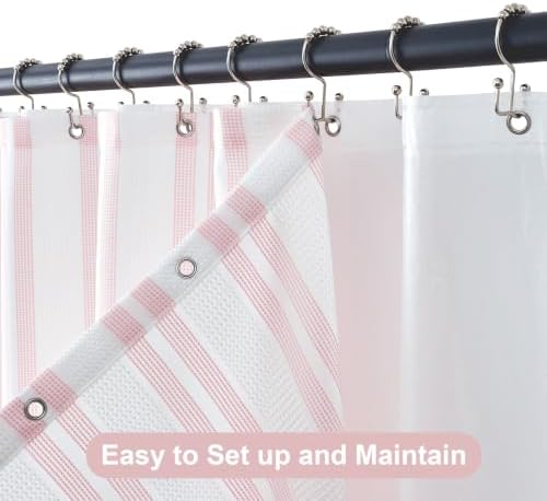 ORTIGIA 3 in 1 Waterproof Shower Curtain PEVA Liner Set 72x84 Inch,Pink