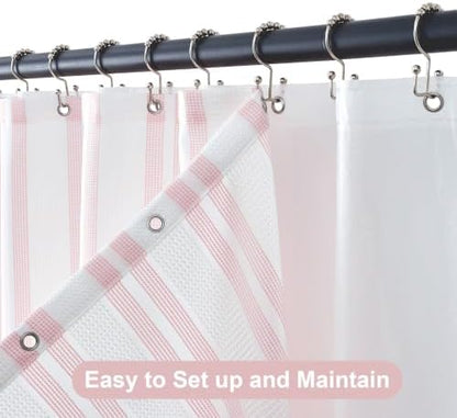 ORTIGIA 3 in 1 Waterproof Shower Curtain PEVA Liner Set 72x84 Inch,Pink