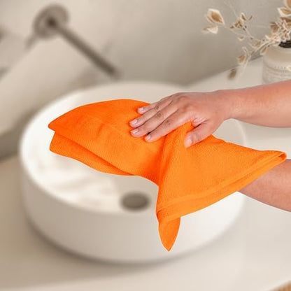 BOUTIQUO Ultra Soft 6-Piece Hand Towel Set 16x28-100% Ringspun Cotton - Durable & Highly Absorbent Hand Towels - Ideal for use in Bathroom, Kitchen, Gym, Spa & General Cleaning - Orange