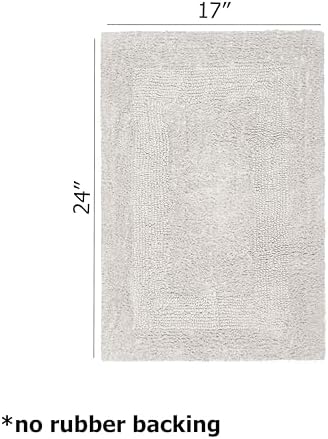 COTTON CRAFT 2 Pack Reversible Bath Mat - Plush Bath Rug - 17x24 - Platinum