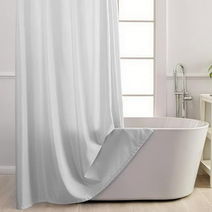 No Hook Shower Curtain and Liner Set for Bathroom, Light Grey, 71" x 74"