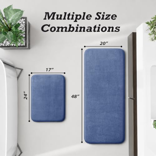 HUXMEYSON Bathroom Rugs Sets 2 Piece, Non-Slip & Quick Dry Bath Mat Set, Ultra Soft Velvet Bath Rugs for Bathroom, Toilet and Shower Floor, Dusty Blue