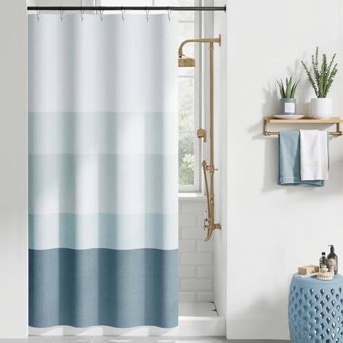 jinchan Ombre Ocean Blue Shower Curtain for Bathroom 36x72 Inch 7 Hooks