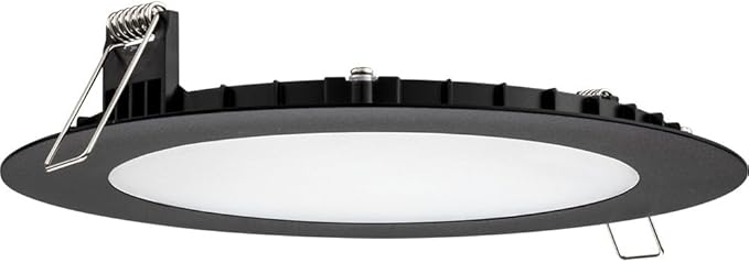 Juno LED Recessed Lights 6 Inch Round Wafer Downlight, 5-in-1 Switchable White Color Temperature, 120 Volts, 6-Inch Ultra-Thin Flat Trim, Matte Black with Brushed Nickel Trim (WF6 SWW5 90CRI MBBN M6)
