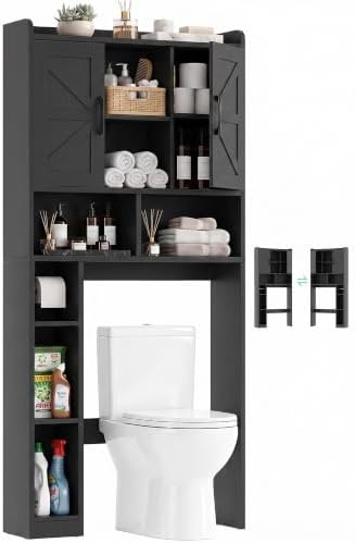 Farmhouse Over The Toilet Storage Cabinet with Barn Door, Reversible Side