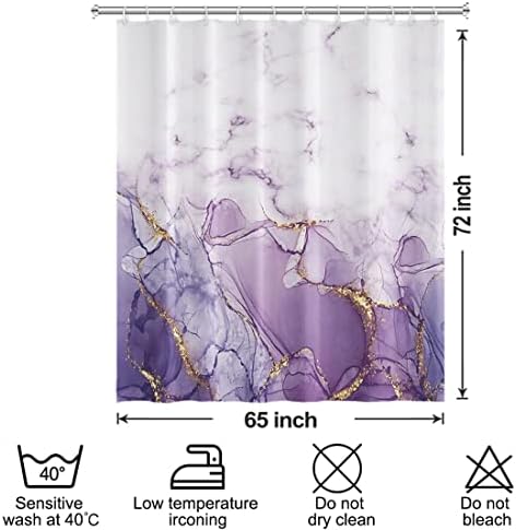 Purple Marble Waterproof Bathroom Shower Curtain 65x72 inches