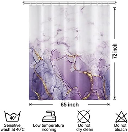 Purple Marble Waterproof Bathroom Shower Curtain 65x72 inches