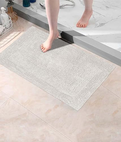 COTTON CRAFT 2 Pack Reversible Bath Mat - Plush Bath Rug - 17x24 - Platinum