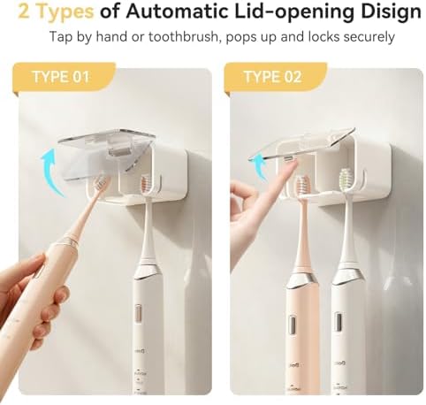 MOPMS Toothbrush Holders for Bathrooms with 2 Slot Independent Compartment