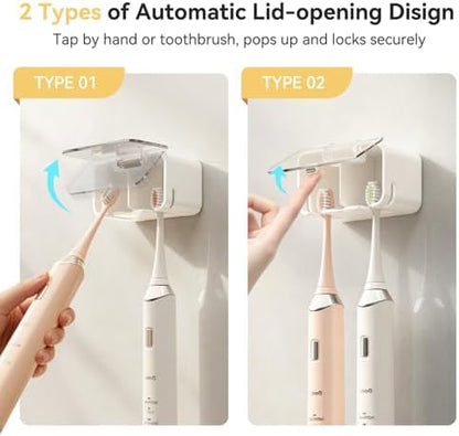MOPMS Toothbrush Holders for Bathrooms with 2 Slot Independent Compartment