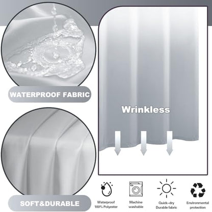 No Hook Shower Curtain and Liner Set for Bathroom, Light Grey, 71" x 74"