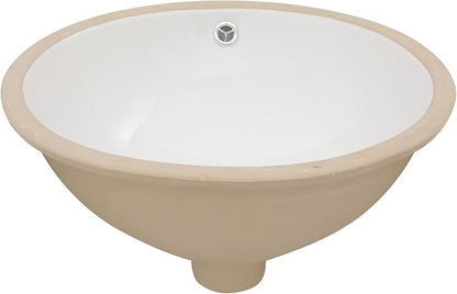 Sarlai Oval Vessel Undermount Bathroom Sink - 18x15 Inch, White Ceramic, Modern Art Basin, 16.25"x13.25"x5.5" with Overflow