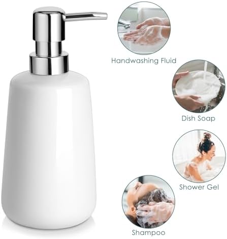 vancasso White Bathroom Accessories Set, Ceramic Soap Dispenser and Toothbrush Holder Sets, Stoneware 4 Pcs Bathroom Sink Set for Modern Home Decor