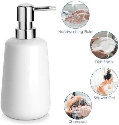 vancasso White Bathroom Accessories Set, Ceramic Soap Dispenser and Toothbrush Holder Sets, Stoneware 4 Pcs Bathroom Sink Set for Modern Home Decor