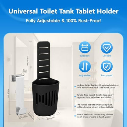 Toilet Tank Tablet Holder, Silicone Basket for Standard Toilet Tanks