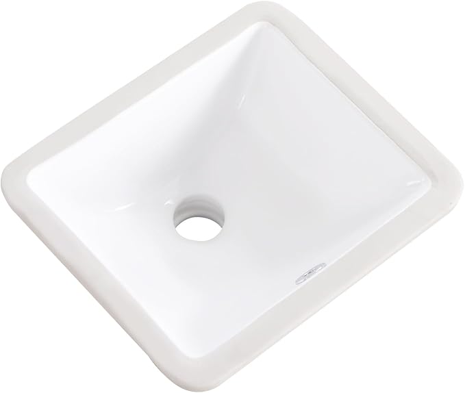 Small Undermount Bathroom Sink 12x11 Inch Vessel Sink White Porcelain Ceramic Under Counter Lavatory Vanity Sink Basin Rectangular Undermount Sinks with Overflow