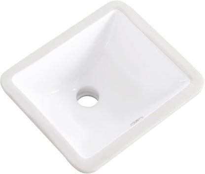 Small Undermount Bathroom Sink 12x11 Inch Vessel Sink White Porcelain Ceramic Under Counter Lavatory Vanity Sink Basin Rectangular Undermount Sinks with Overflow