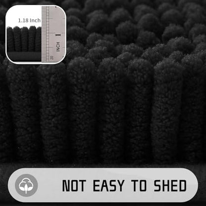 Yimobra Long Bathroom Rugs 47"x24", Extra Soft Non Slip Bath Mat for Tub, Super Absorbent Quick Dry Shaggy Rug Floor Carpet, Machine Washable,Black