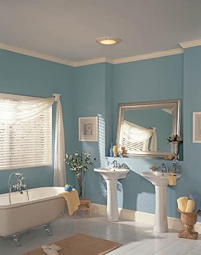 Broan-NuTone 750 Round Fan and Light Combo for Bathroom and Home, White Grille with Glass Lens, 100-Watts, 3.5 Sones, 100 CFM