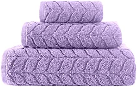 BAGNO MILANO Turkish Cotton Bath Towels, Hand Towels - Soft Plush Jacquard Collection Luxury Towels Set (Lilac, Towel Set of 3)