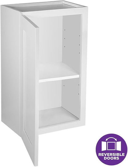 Design House Brookings Shaker Fully Assembled Wall Kitchen Cabinet W1524, 15 W x 12 D x 24 H, Painted White, Solid Wood, Design House, 613349