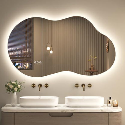 SMIROR 48x26 Irregular Backlit Led Lighted Bathroom Vanity Mirror