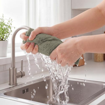 HunnmingRe 4 Pack Boho Hand Towel for Kitchen, Sage Green