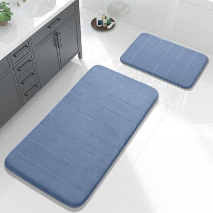 Yimobra Large Memory Foam Bathroom Mat Set, 44 x 24&24 x 17 in, Denim Blue