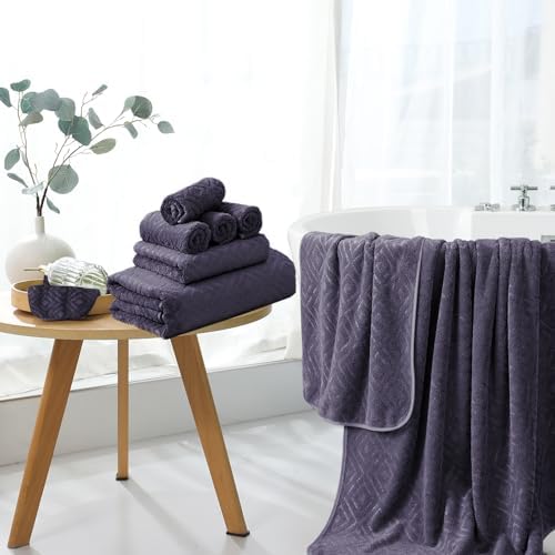 Bath Towel Set of 4 Extra Large Bath Sheet 35"x70" Oversized Bath Towel Soft Microfiber Bathroom Towel for Adults Highly Absorbent Quick Dry Towel Set for Bathroom,Hotel,Shower Bath Sheet Towel Plum