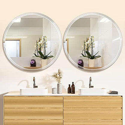 Round Frameless Wall Mirror, 36 Inch, HD Float Glass, Beveled Edge